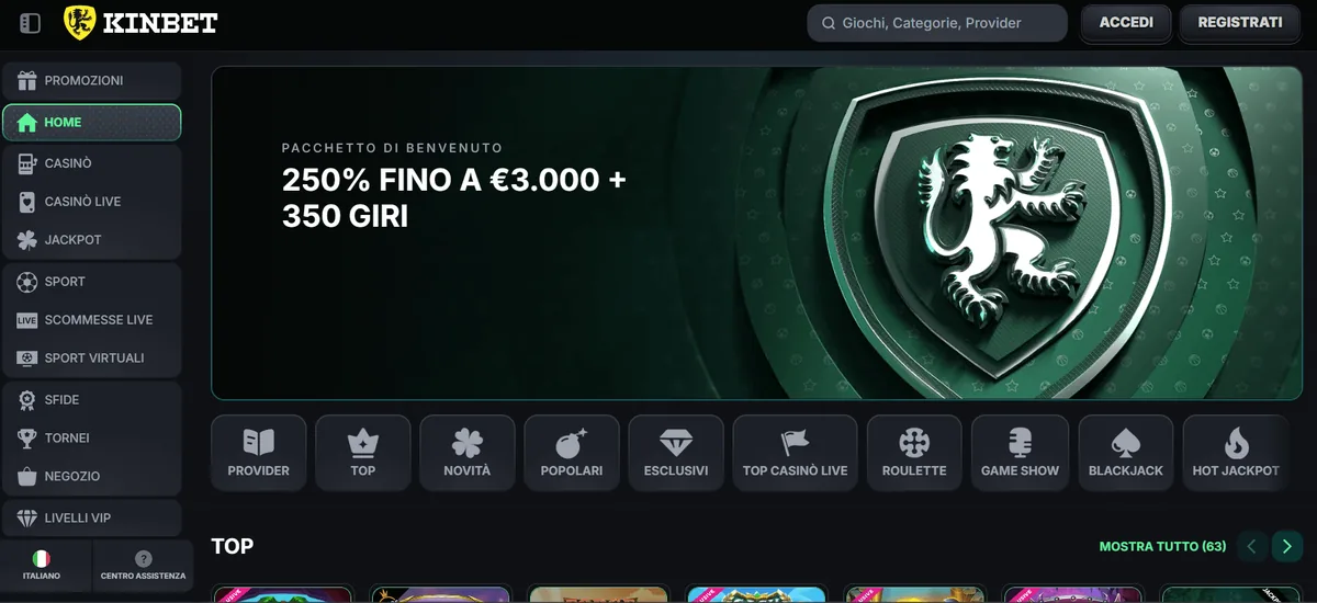 KinBet homepage casino stranieri affidabili