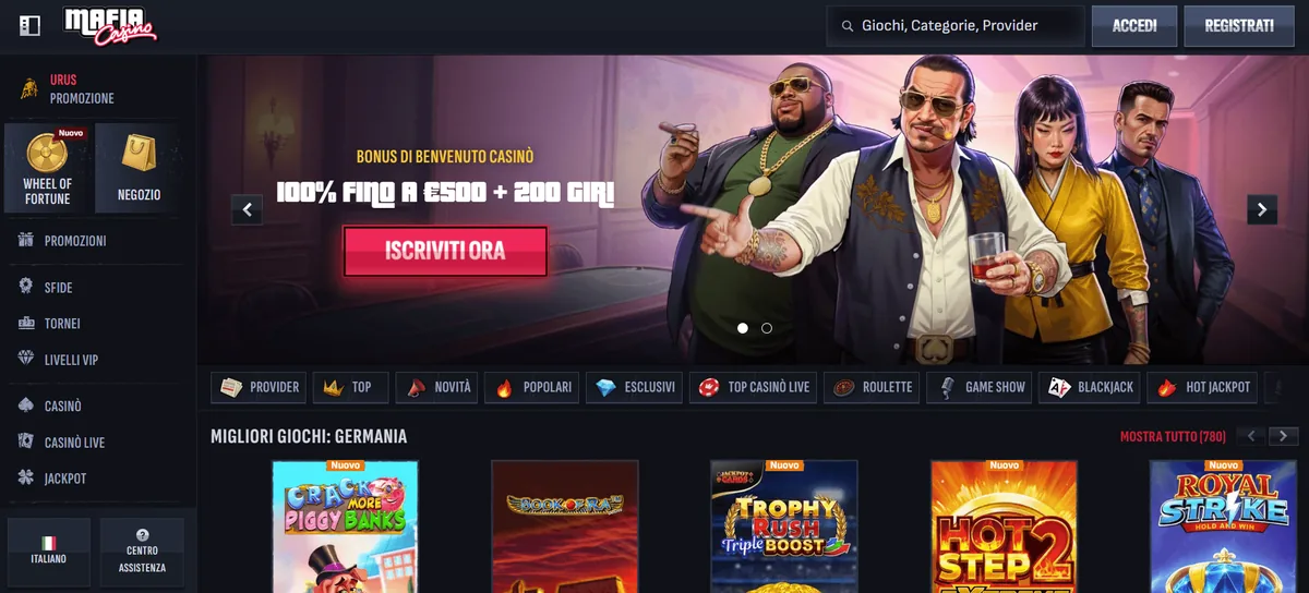 Mafia Casino homepage casino stranieri affidabili