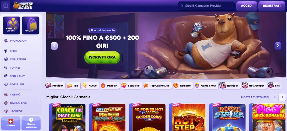 SpinBara homepage migliori casino stranieri